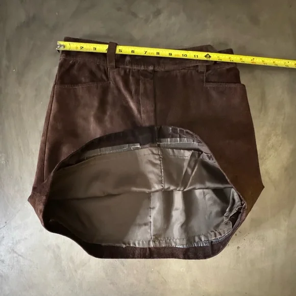 Brown Suede A-Line Skirt - Picture 9 of 13